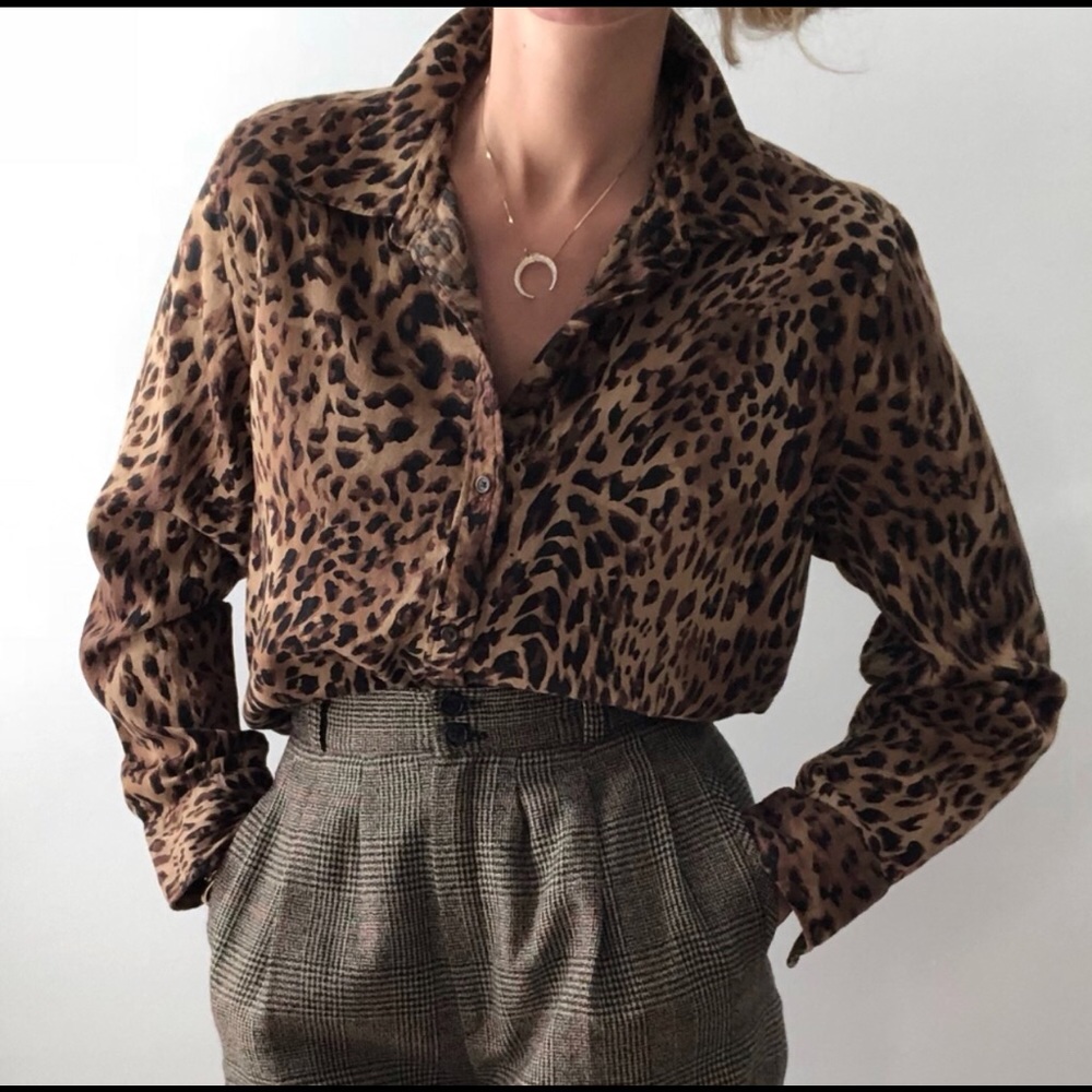 Leopard print button up